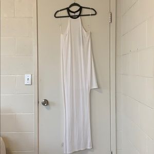 Leather Trim Cutout Dress